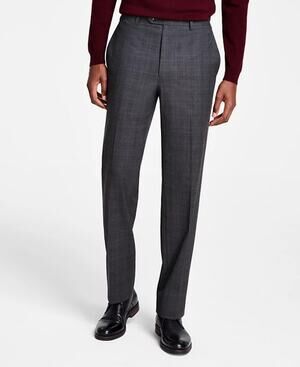 Michael Kors Men's Plaid Dark Grey Marvin Classic Fit Dress Pants Size 36W 34L